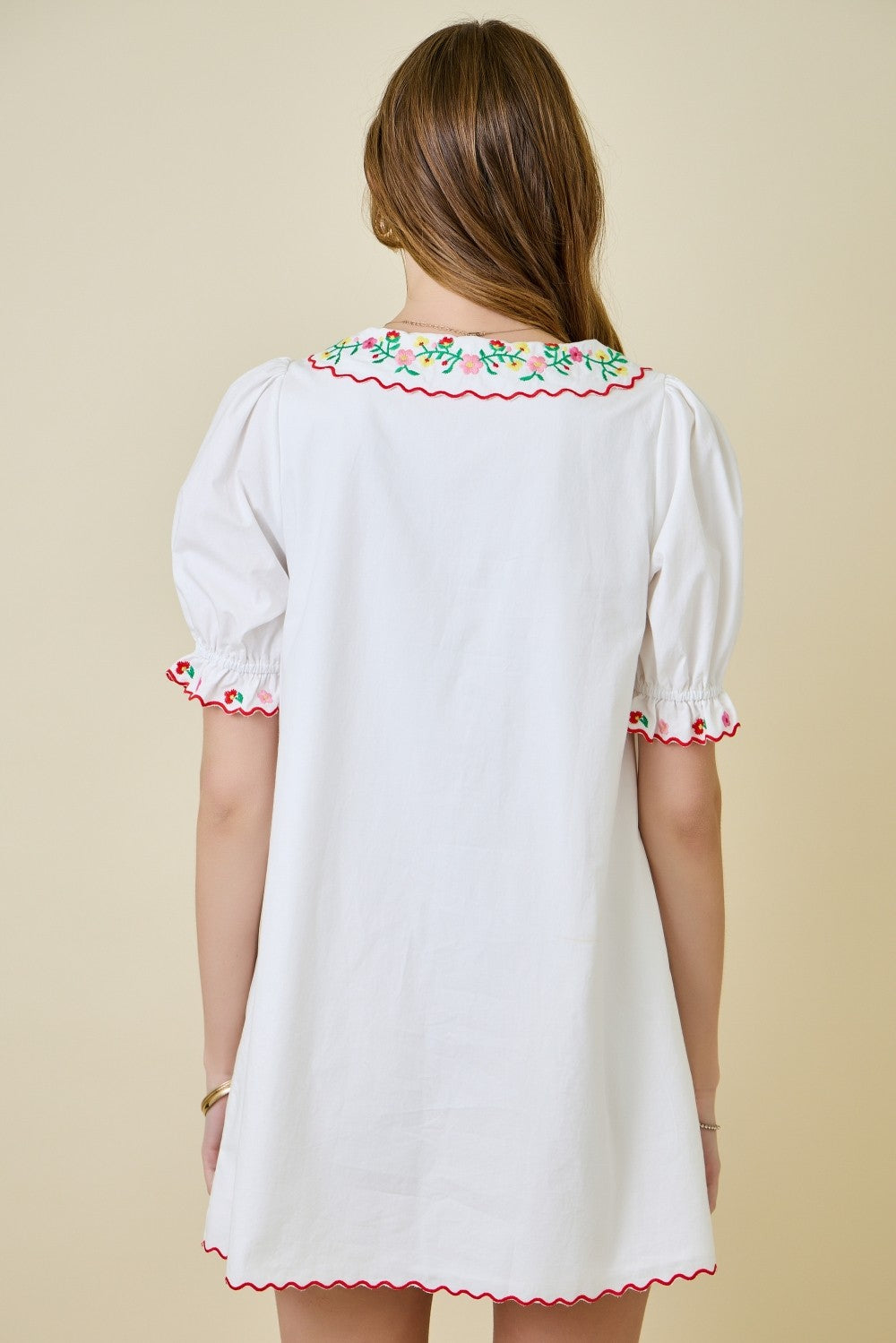 Flower Embroidered Mini Dress