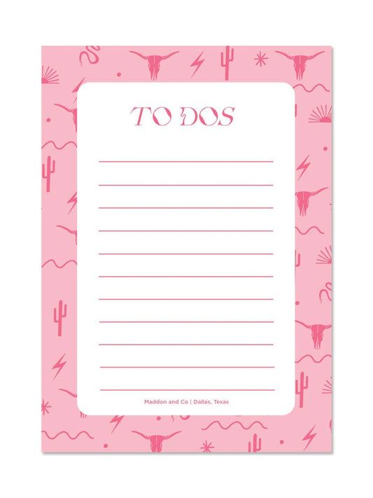 Pink Southwest To Dos Notepad