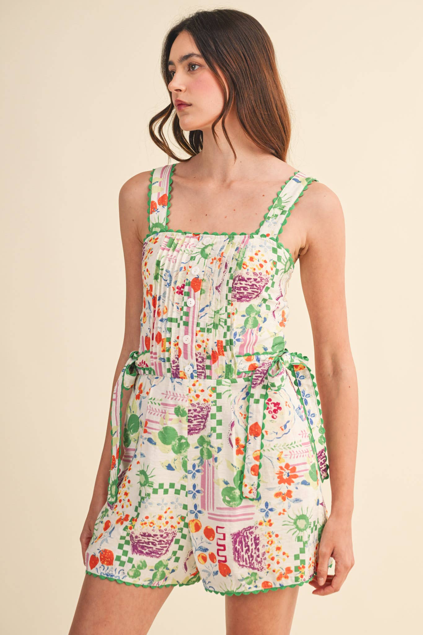 Floral Scallop Trim Romper
