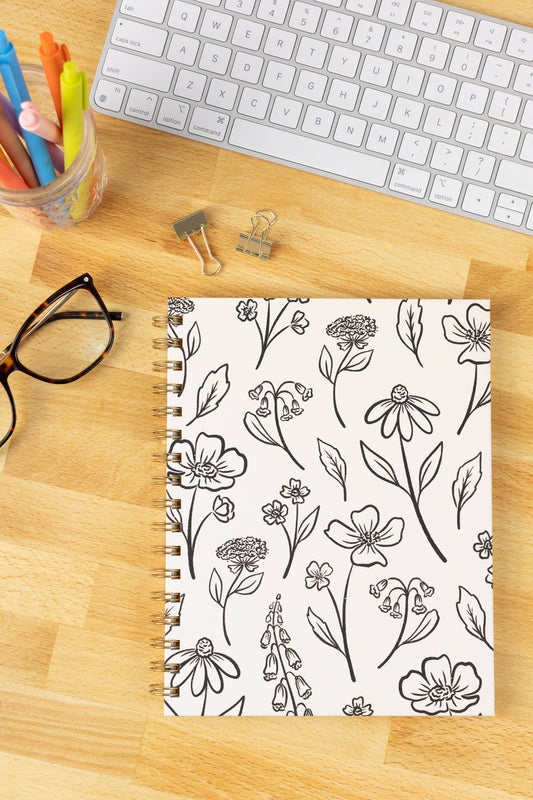 Pressed Floral 7x9 Hardcover Spiral Notebook