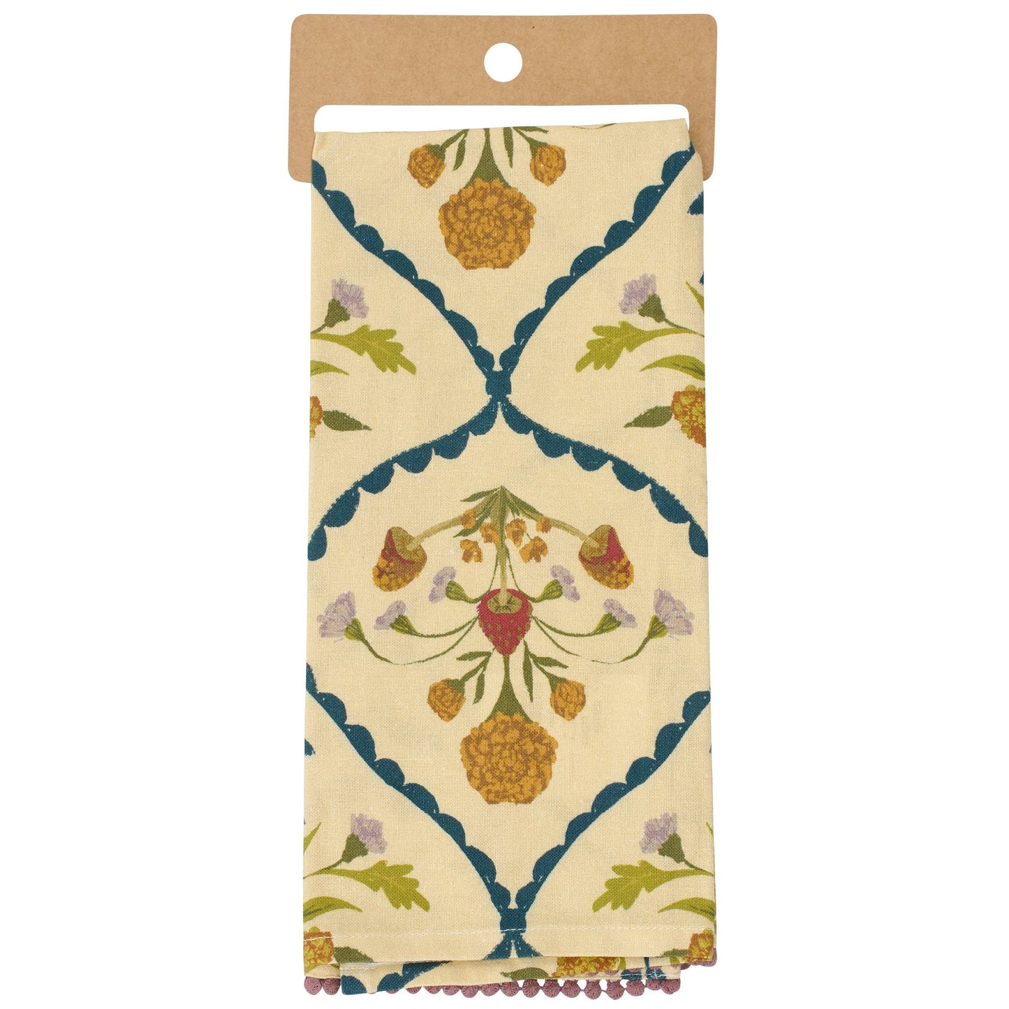 Folk Diamond Floral Kitchen Towel