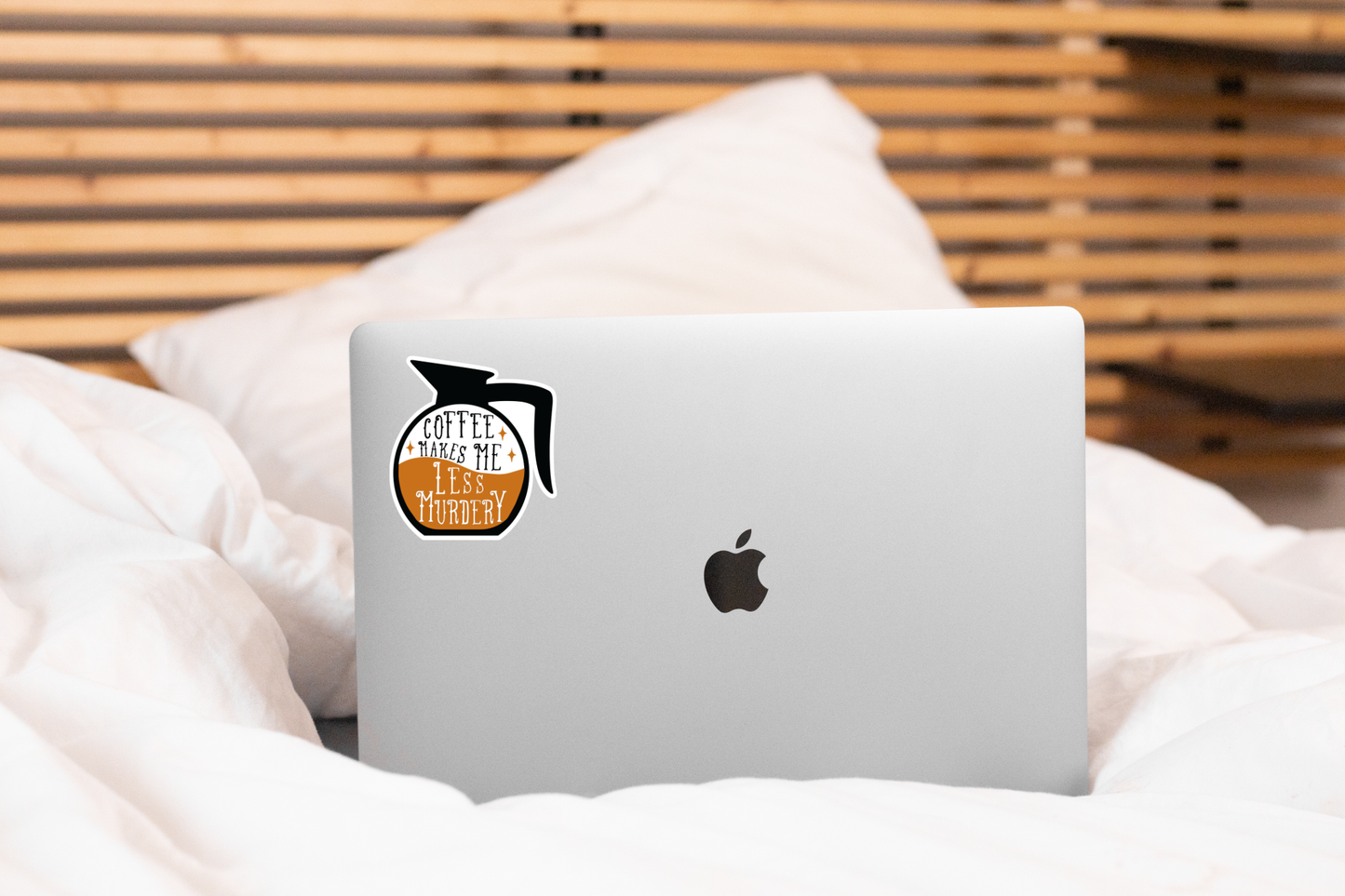 Coffee Makes Me Less Murdery Sticker