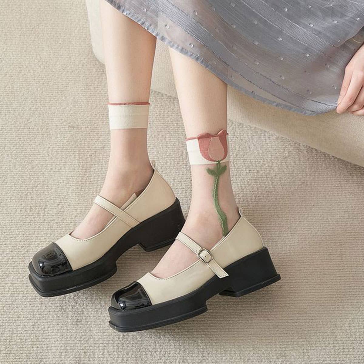 Floral Sheer Mesh Socks