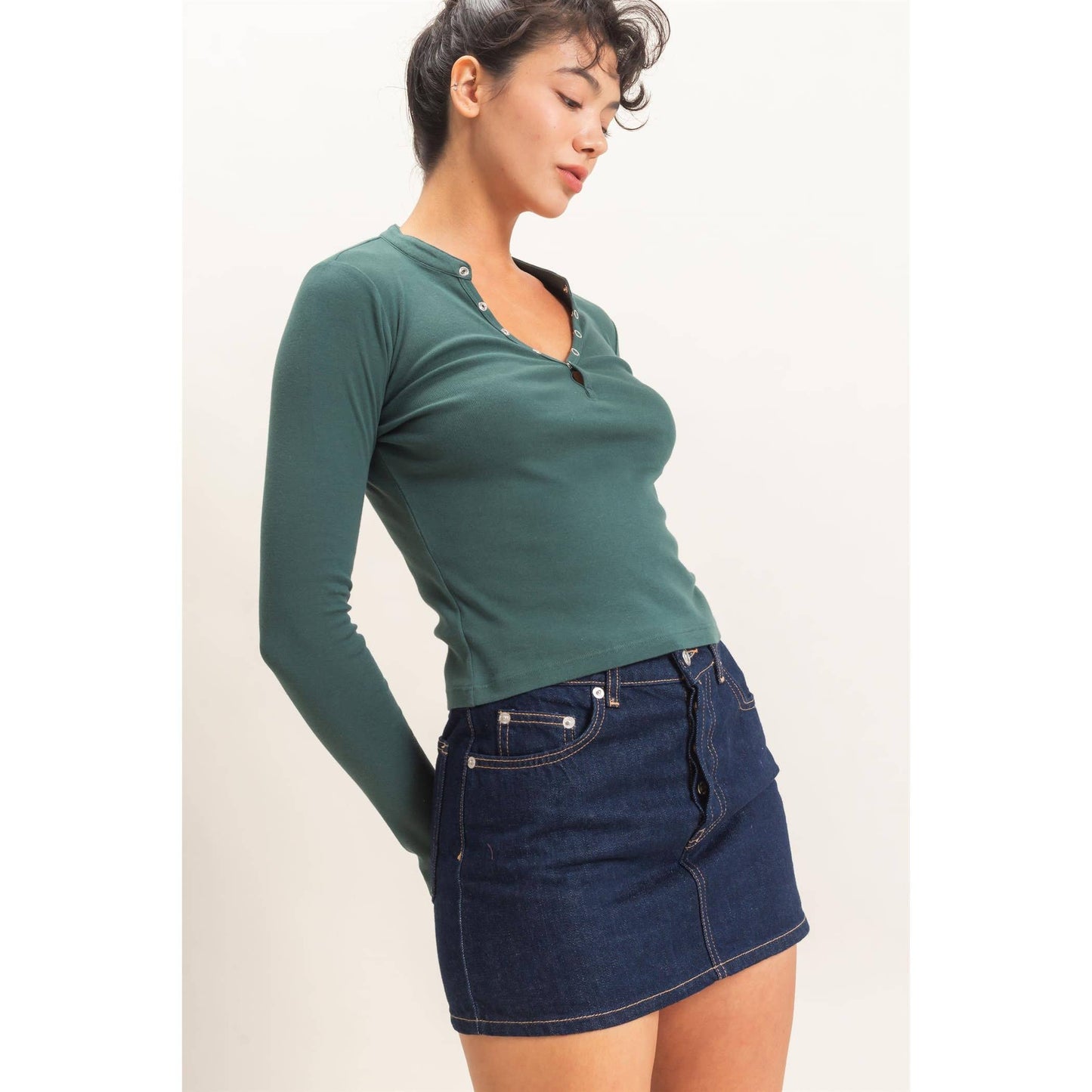 Long Sleeve Henley Top