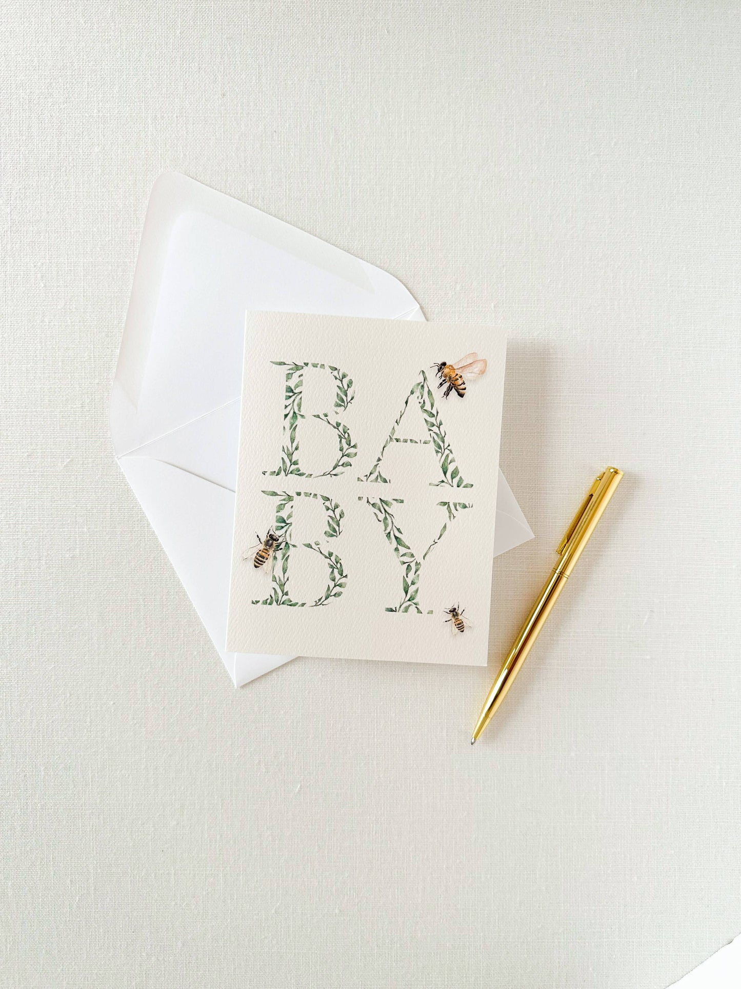 Baby Greenery and Bees Gender Neutral Greeting Card