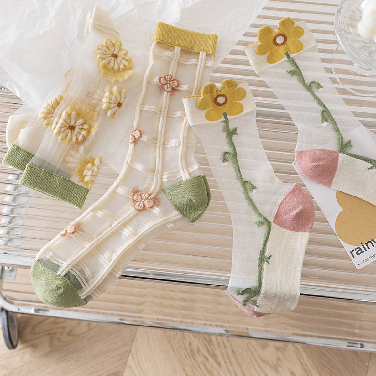 Floral Sheer Mesh Socks