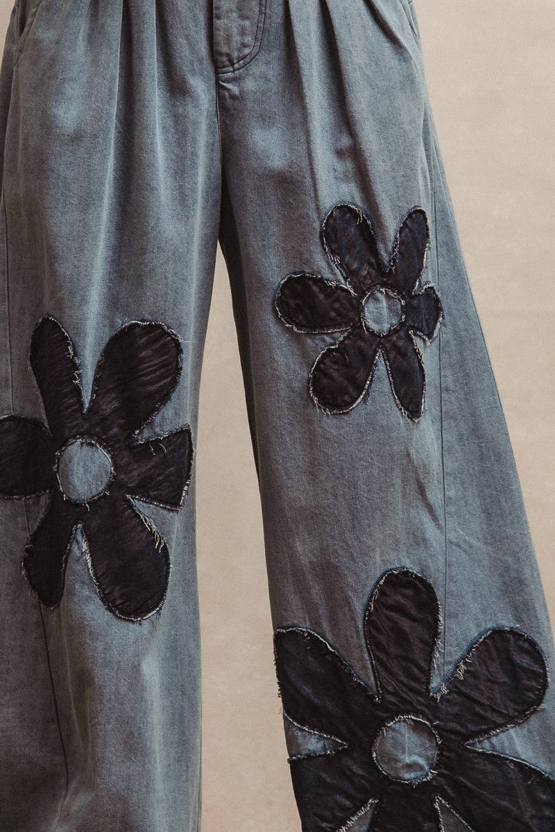 Flower Patchwork Wide Pants