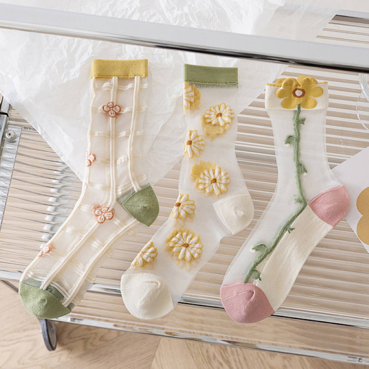 Floral Sheer Mesh Socks