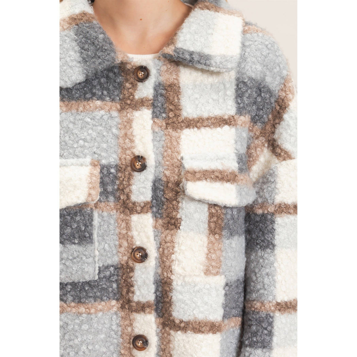 Plaid Teddy Longline Shacket