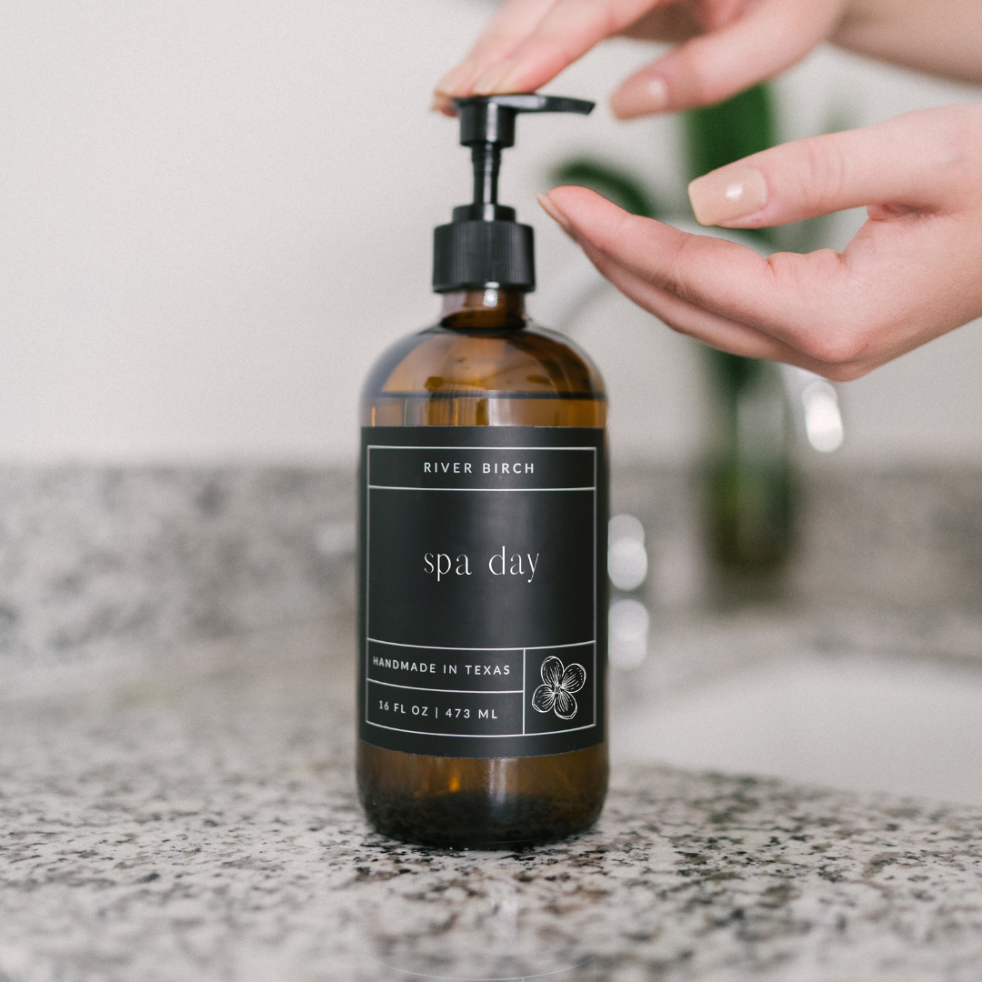 Spa Day  -16oz Amber Glass Soap-Handmade-Hand Wash