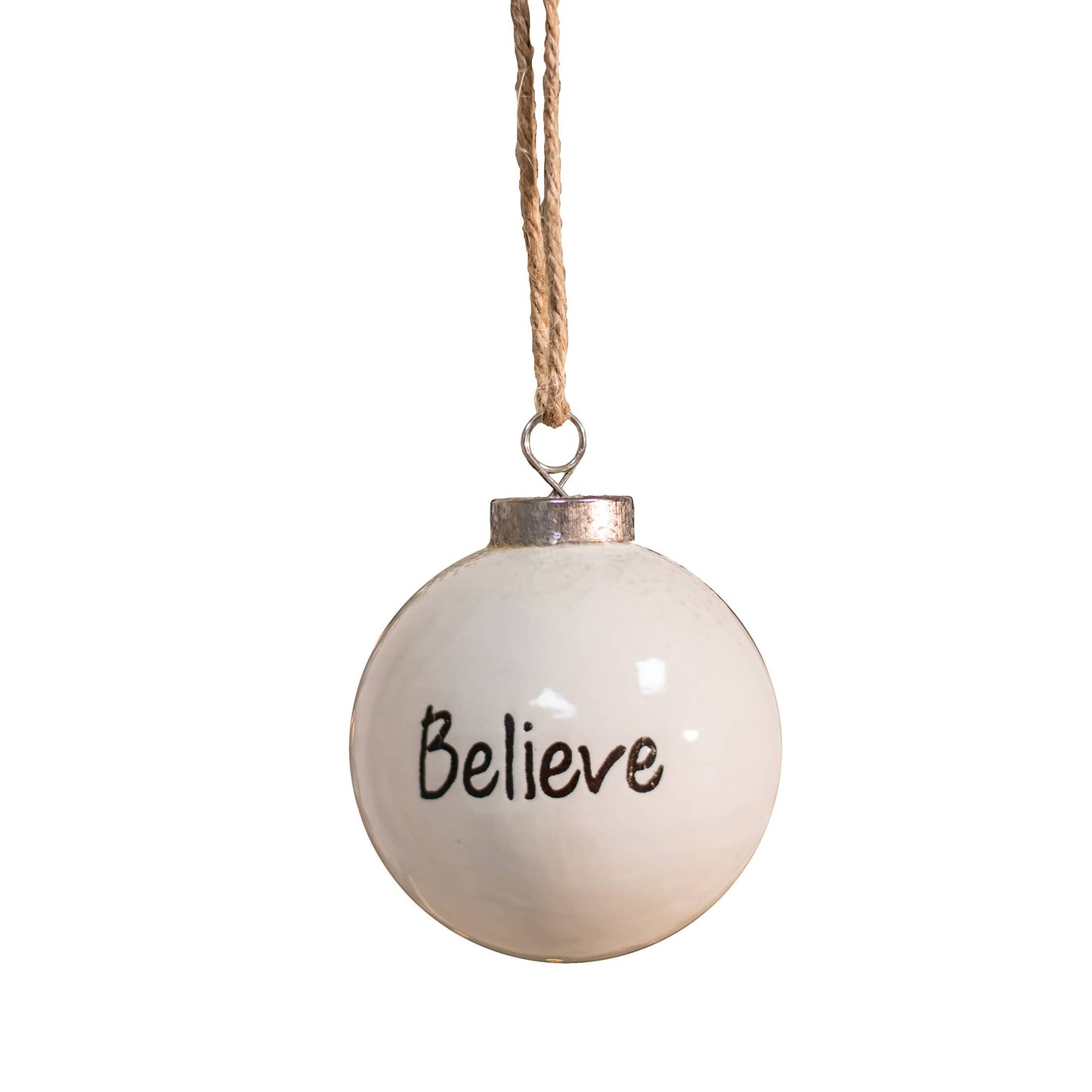 Believe White Ceramic Ornament