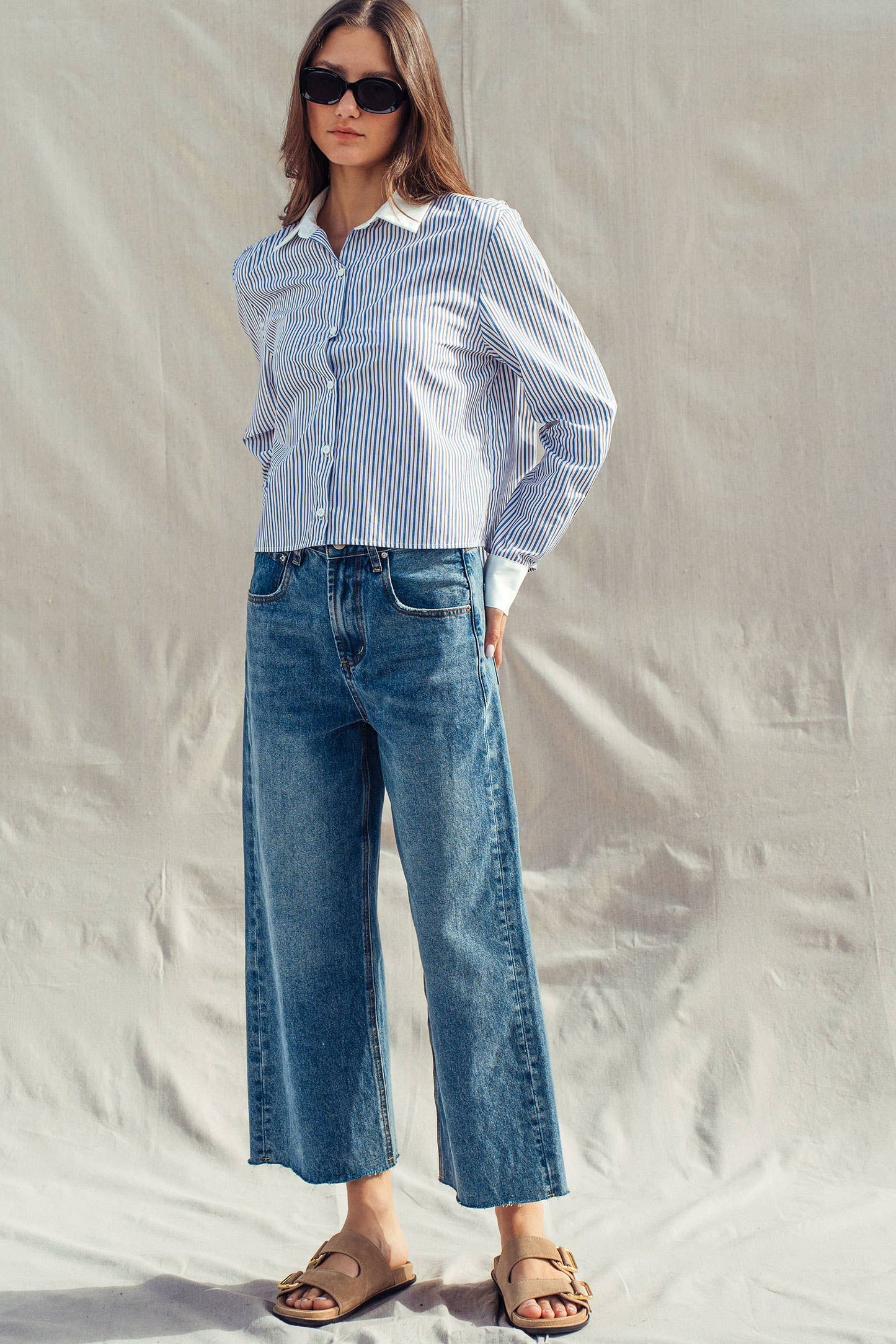Relaxed Wide Leg Denim Jeans