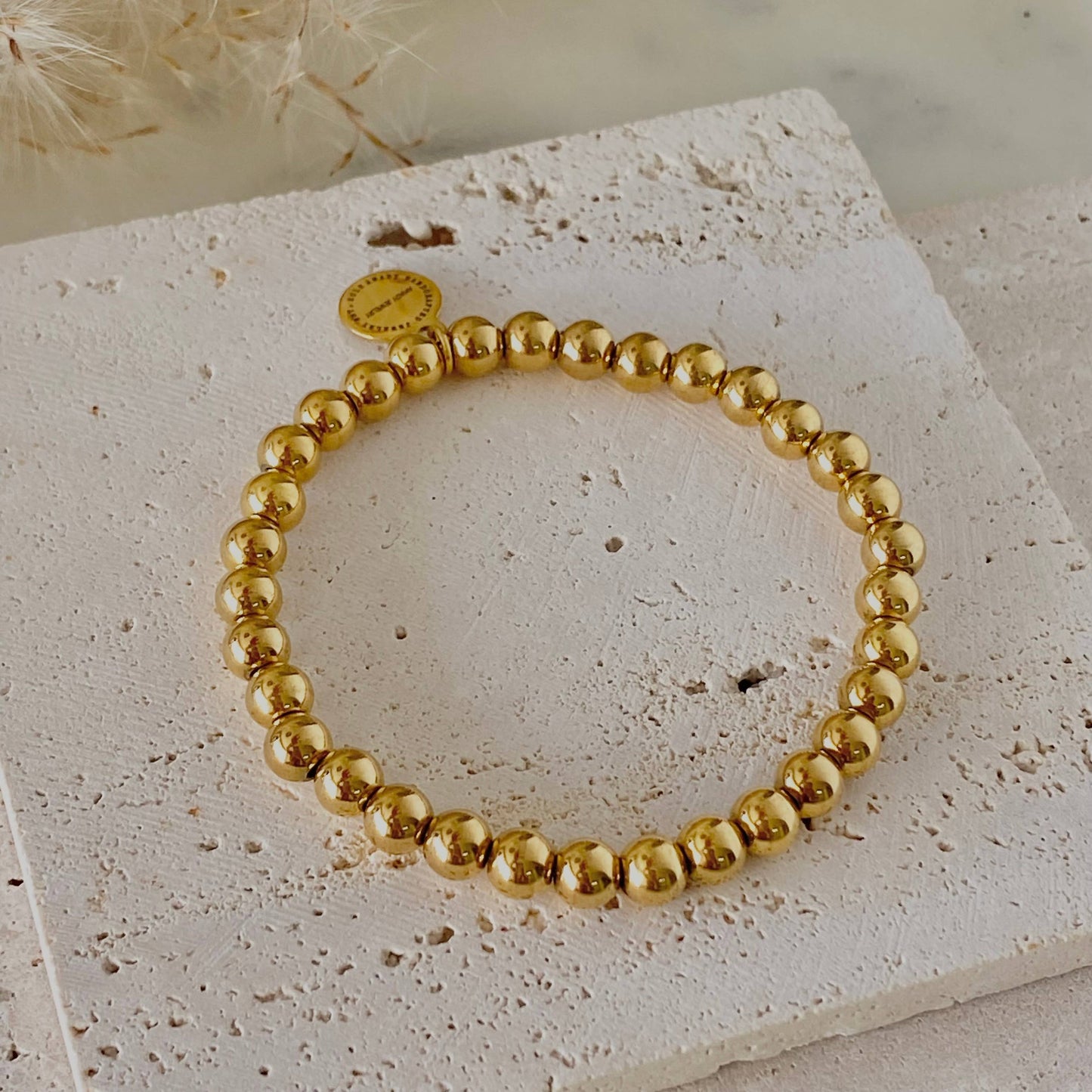 Gold Beaded Bracelet 18k gold plated stainless steel beads