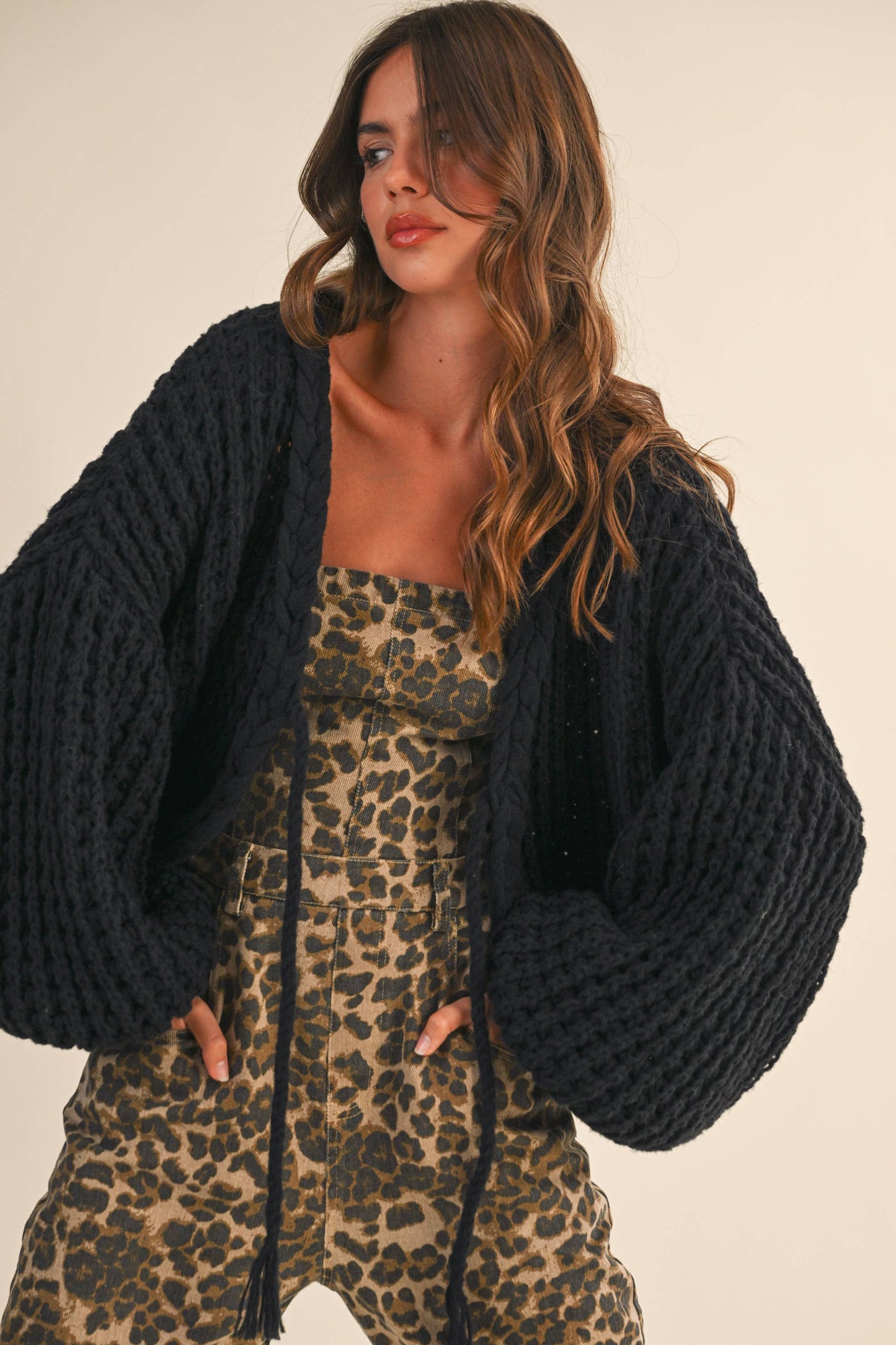Balloon Sleeve Knit Cardigan