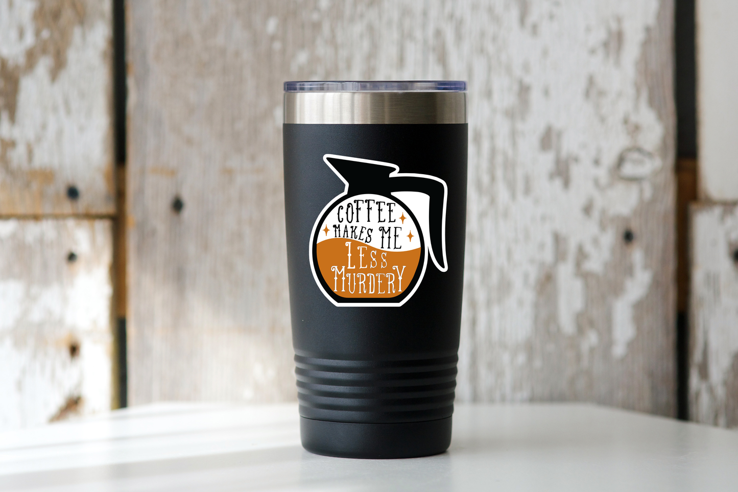 Coffee Makes Me Less Murdery Sticker