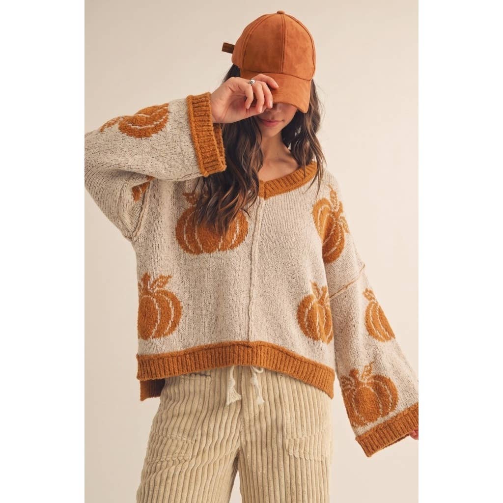 Rustic Pumpkin Relaxed Fit Knit Pullover