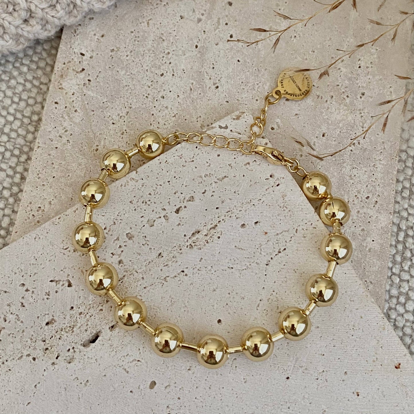 Military Satellite Chain Beaded Bracelet 18k Gold Plated