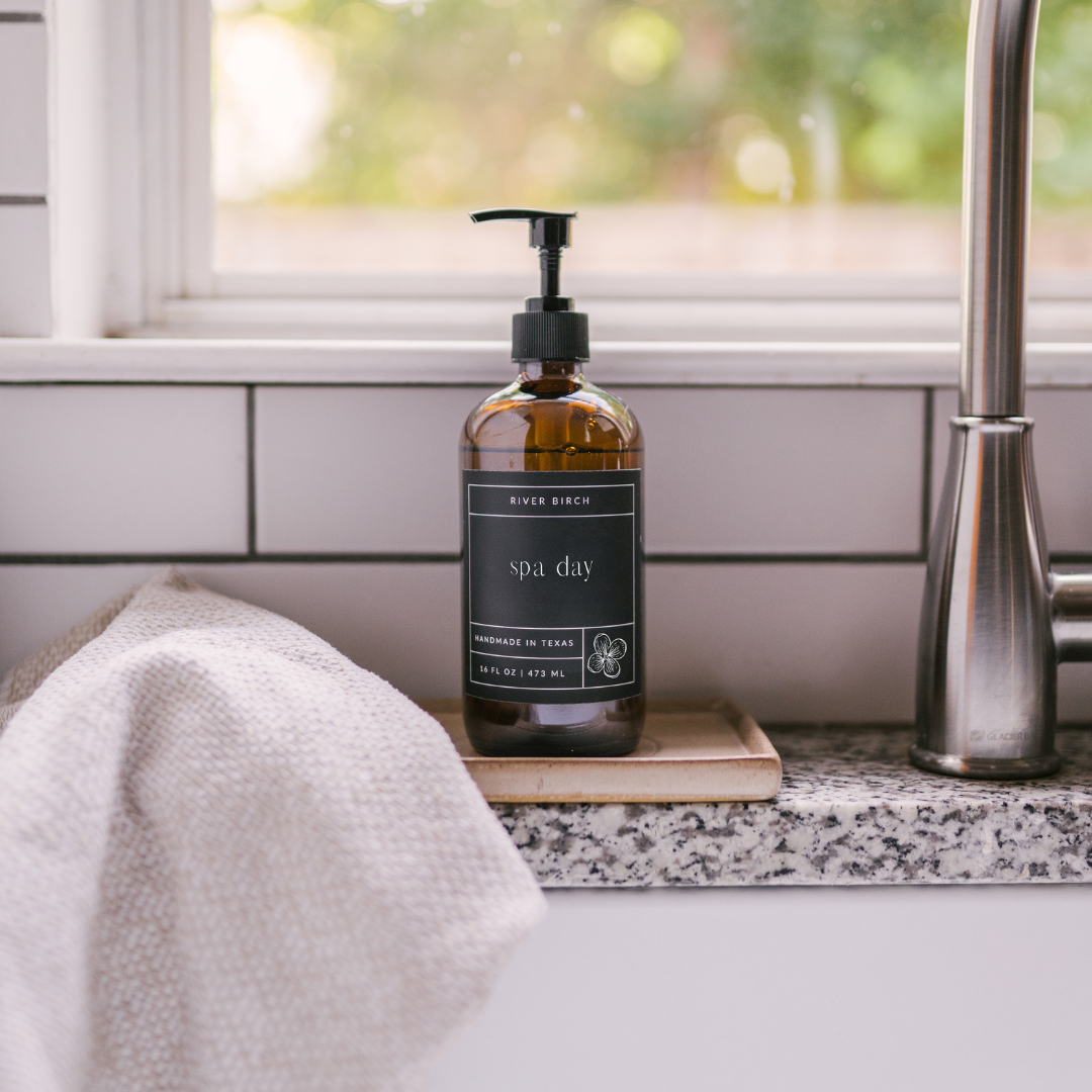 Spa Day  -16oz Amber Glass Soap-Handmade-Hand Wash