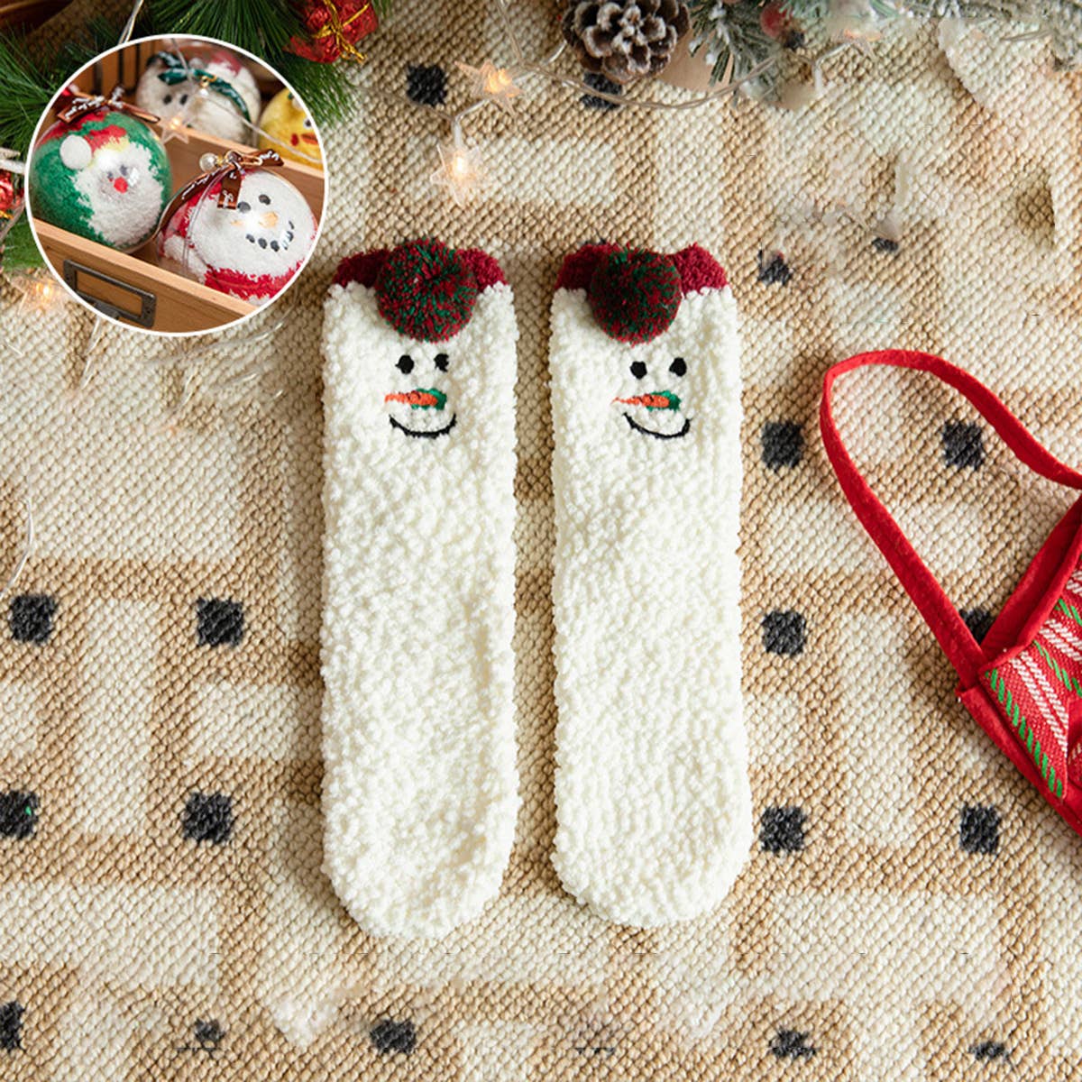Fuzzy Christmas Socks in an Ornament