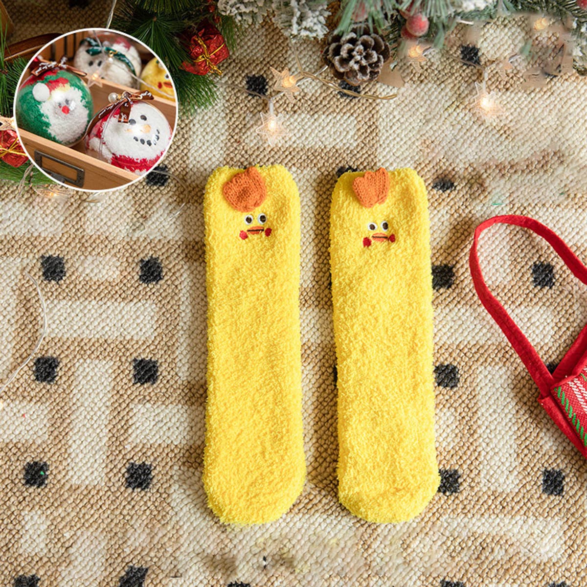 Fuzzy Christmas Socks in an Ornament