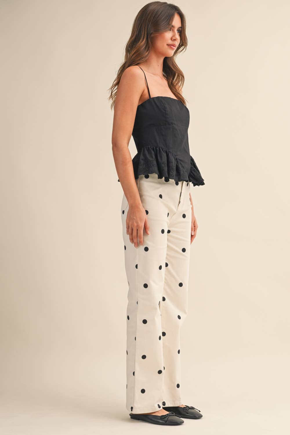 Polka Dot Denim Pants
