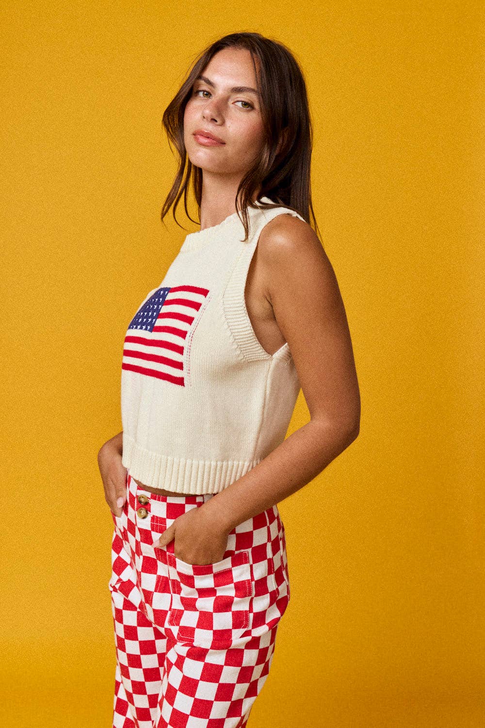 American Flag Sleeveless Sweater