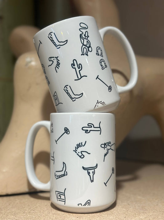 Western 15oz Ceramic Coffee Mug