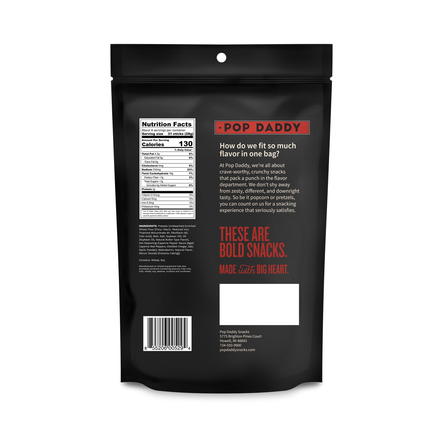 Pop Daddy – Hot Sauce Seasoned Pretzels 7.5oz