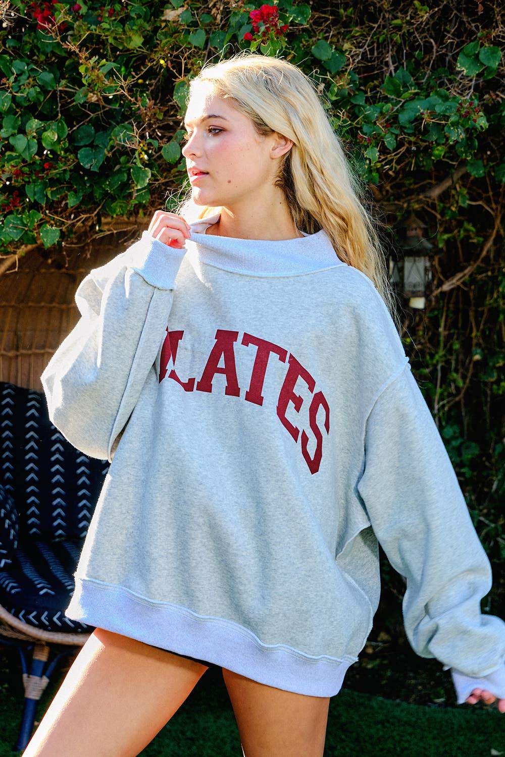 'PILATES & YOGA' Print Reversible Sweatshirt