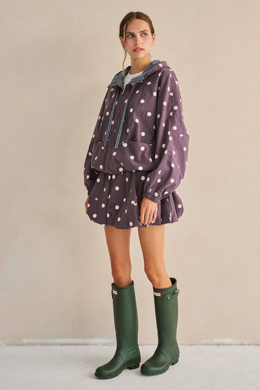 Polka Dot Hooded Jacket