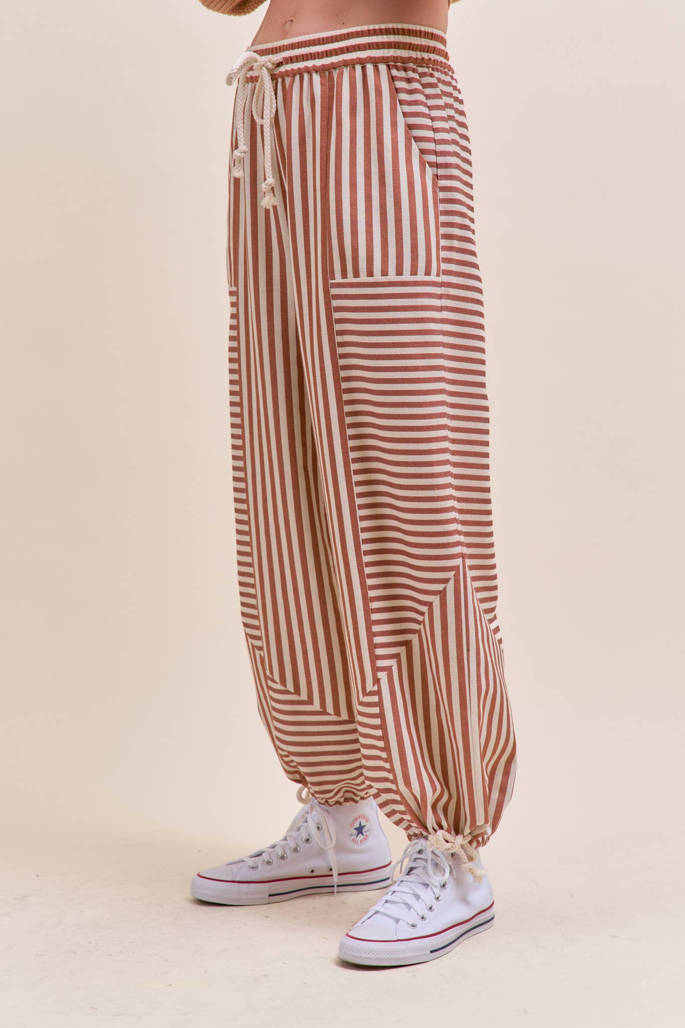 Mixed Stripe Parachute Pants