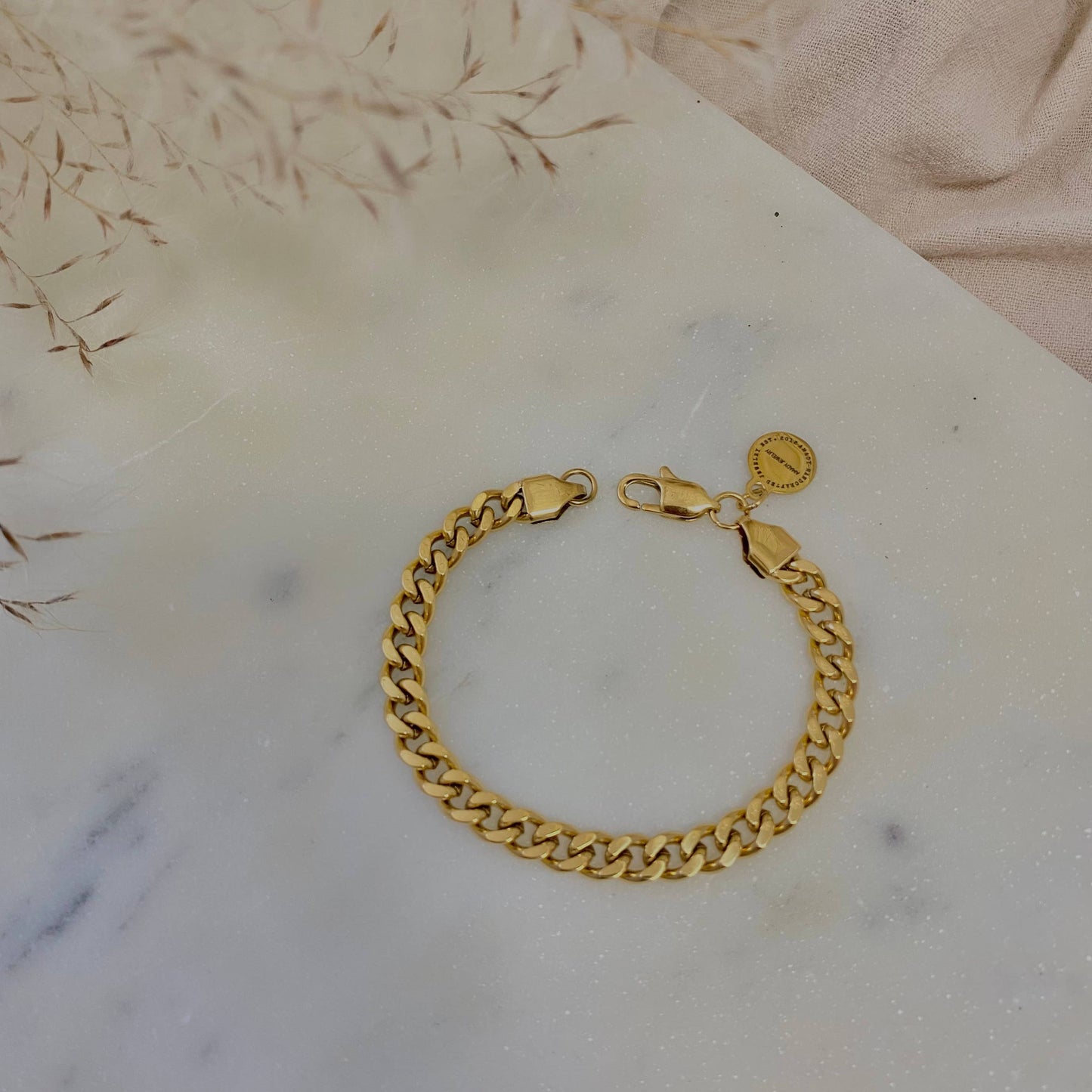 Gold filled 18k curb chain bracelet layering jewelry