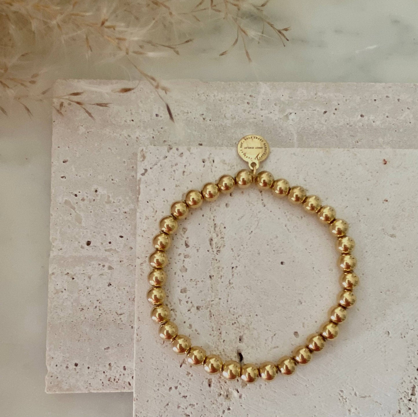 Gold Beaded Bracelet 18k gold plated stainless steel beads