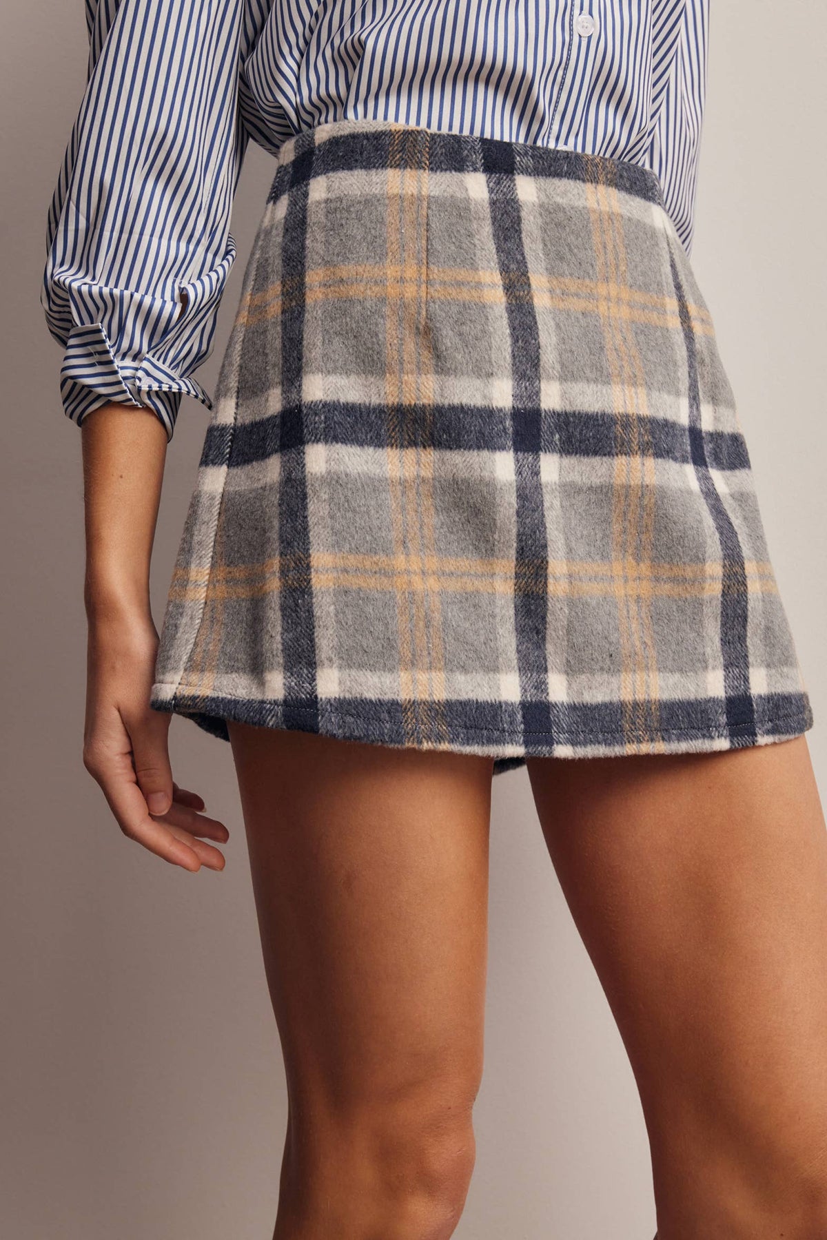 Plaid Wool Blend Skort