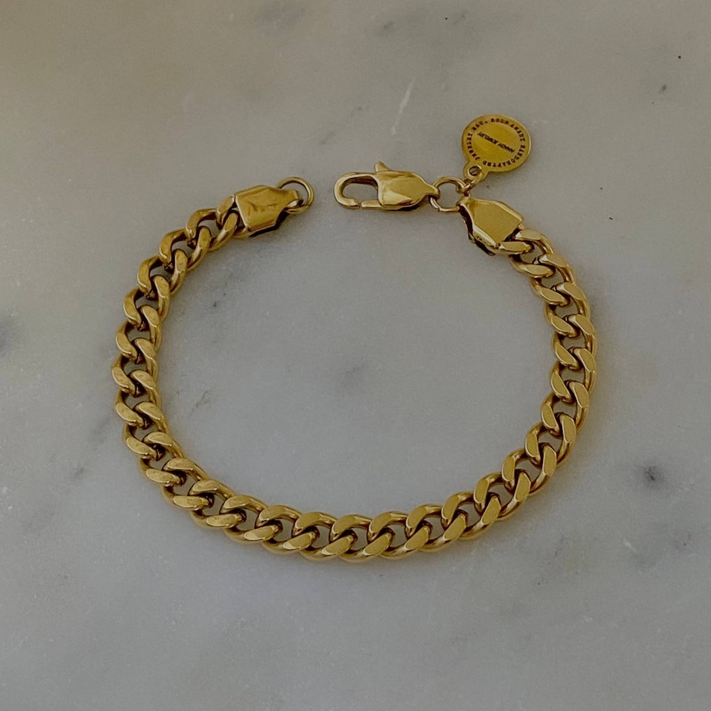 Gold filled 18k curb chain bracelet layering jewelry