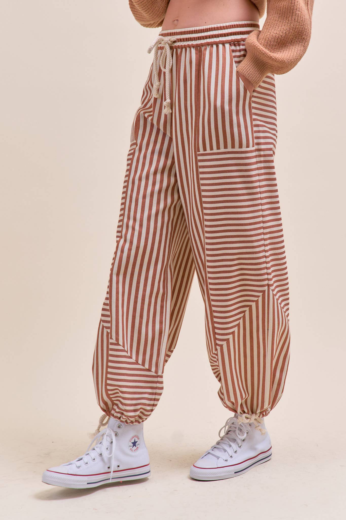Mixed Stripe Parachute Pants