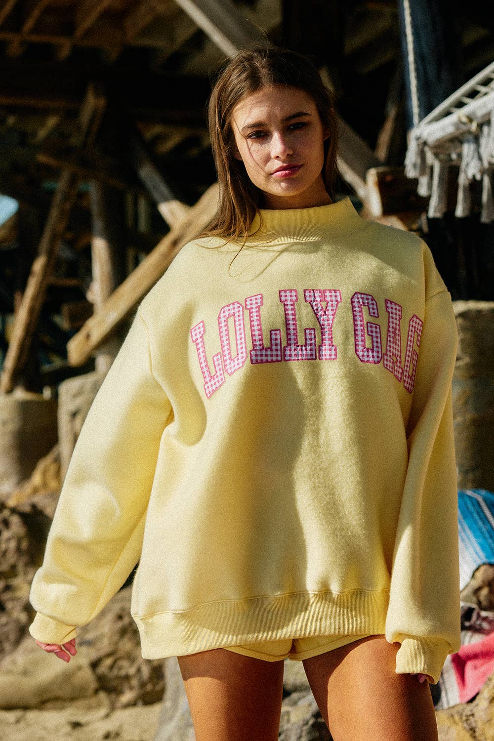 DILLY DALLY/LOLLY GAG | Reversible Mock Neck Sweatshirt