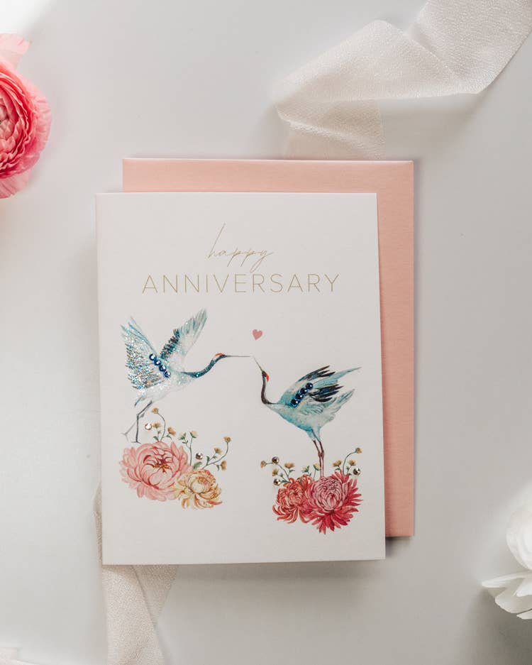 'Cranes in Love' Anniversary Greeting Card