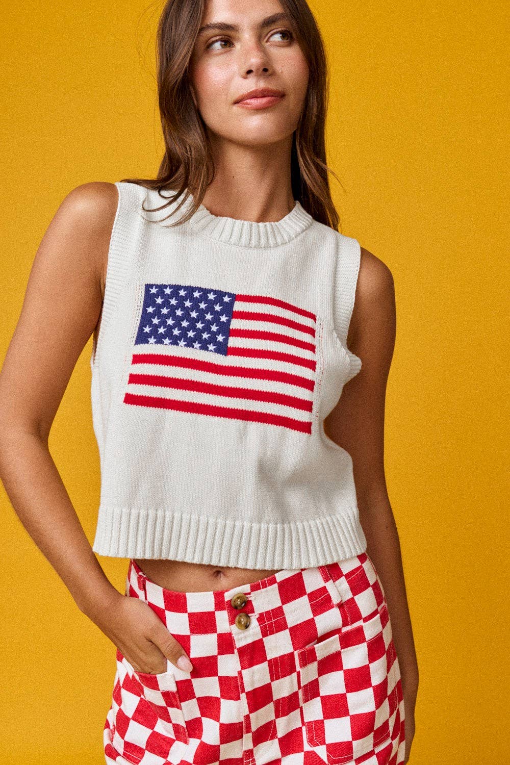 American Flag Sleeveless Sweater