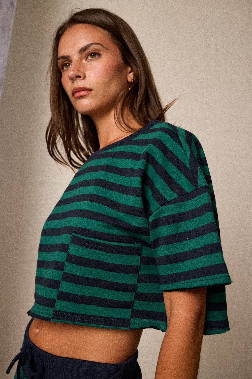 Crop T-shirt and Skort Striped Set