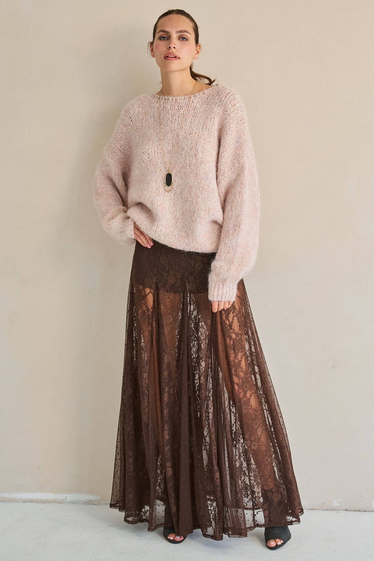 Sheer Lace Maxi Skirt