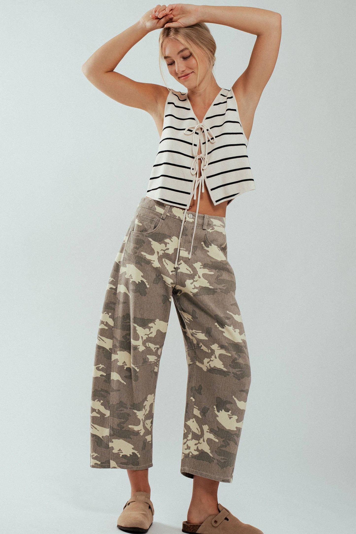 Camo Print Barrel Jeans