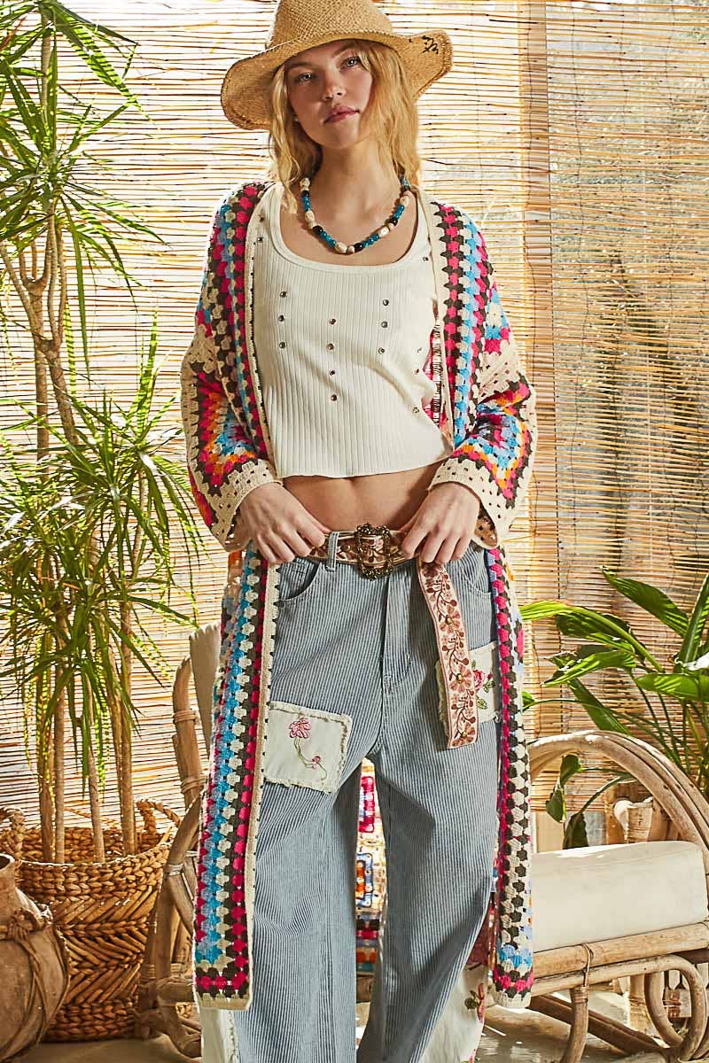 Long Sleeve Crochet Various Colors Cardigan