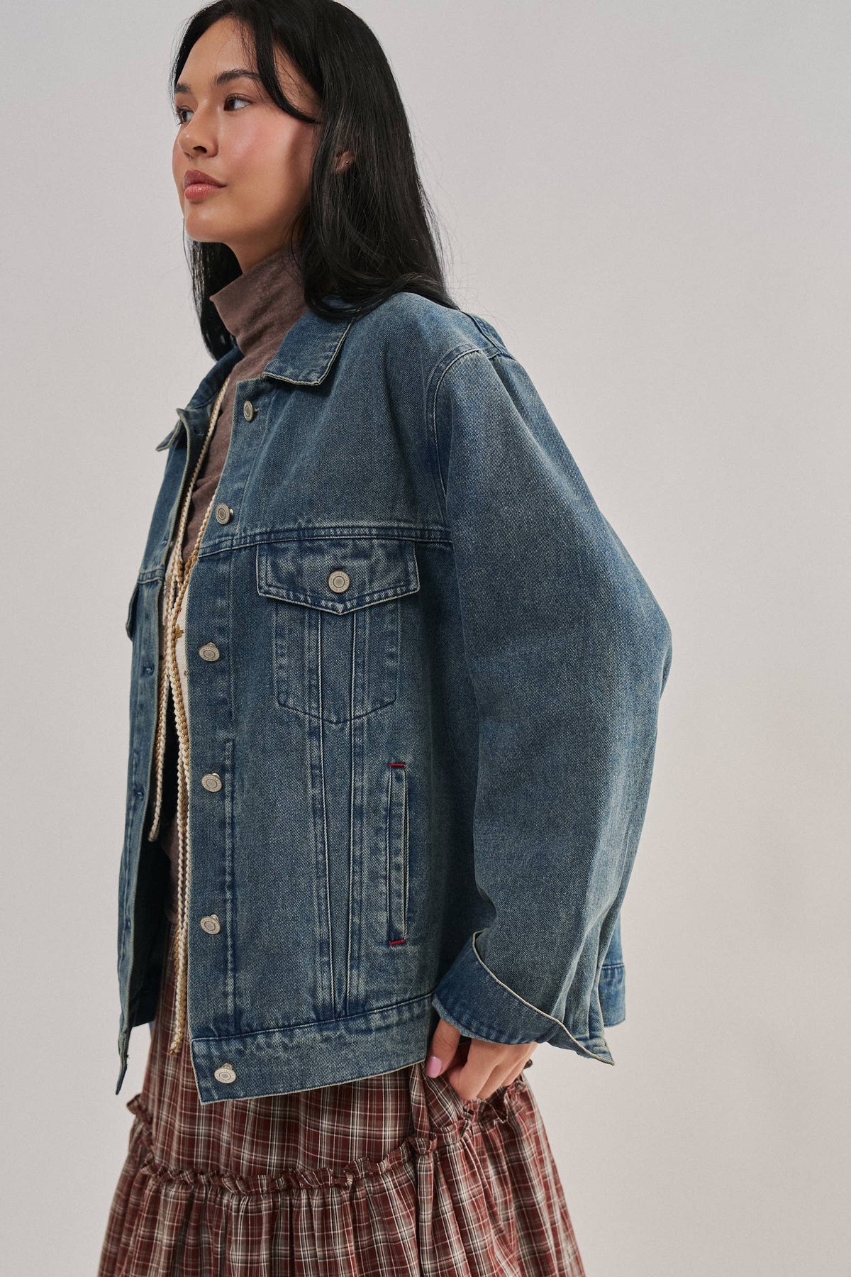 Embroidered Western Cowgirl Denim Trucker Jacket