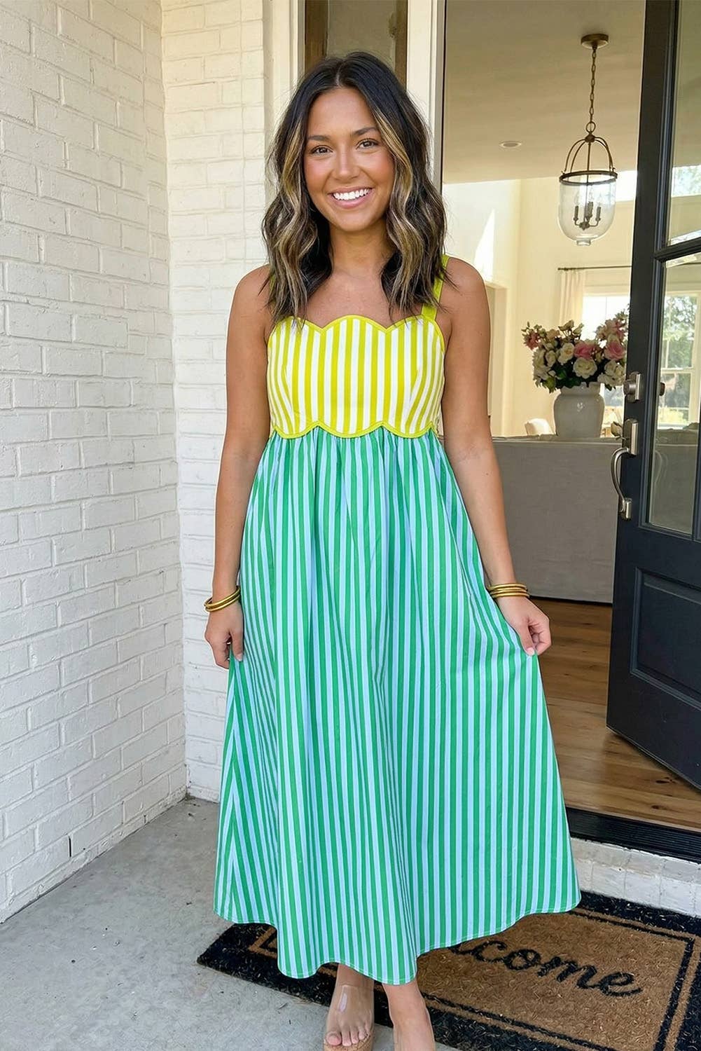 Striped Patchwork Midi Dress
