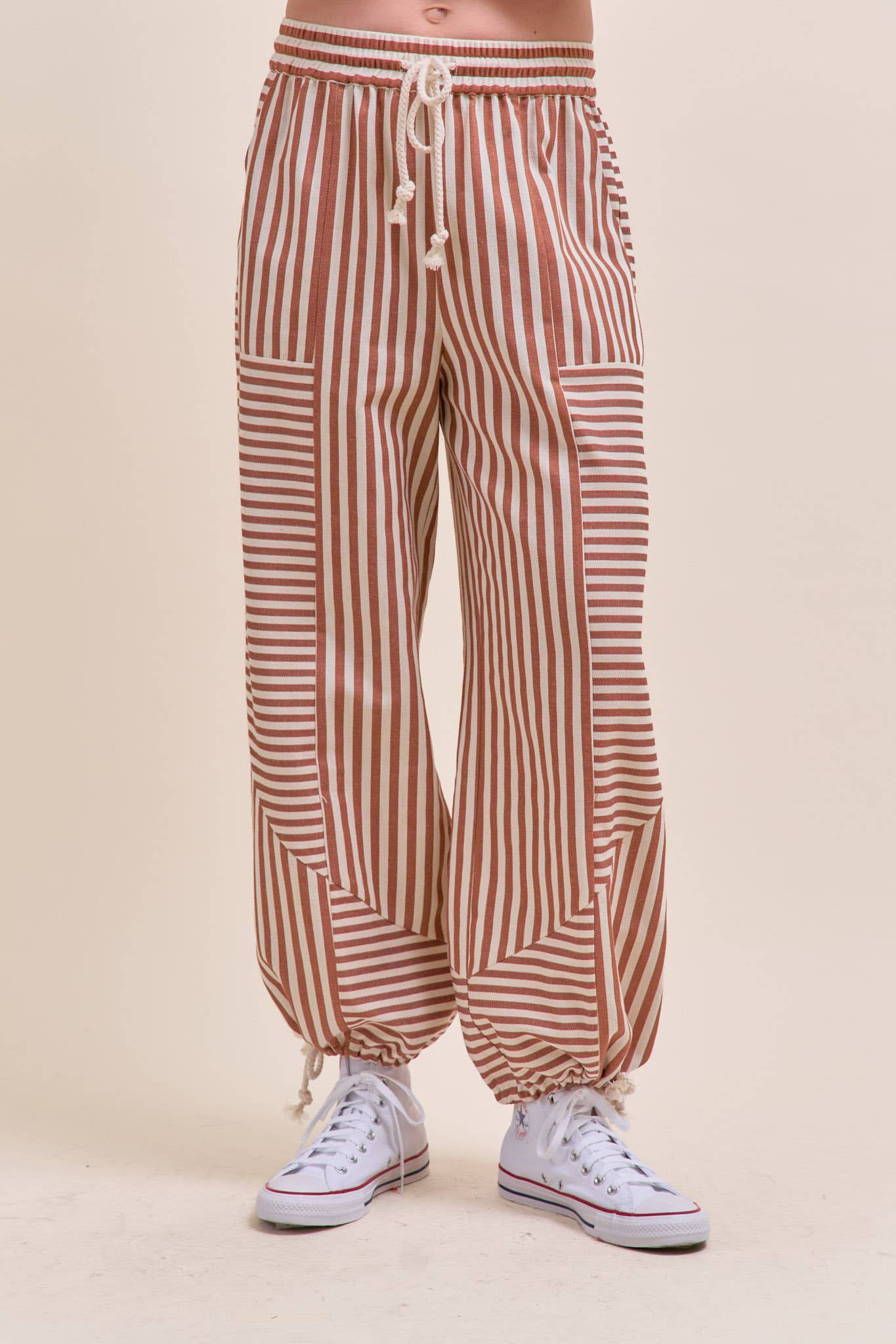 Mixed Stripe Parachute Pants