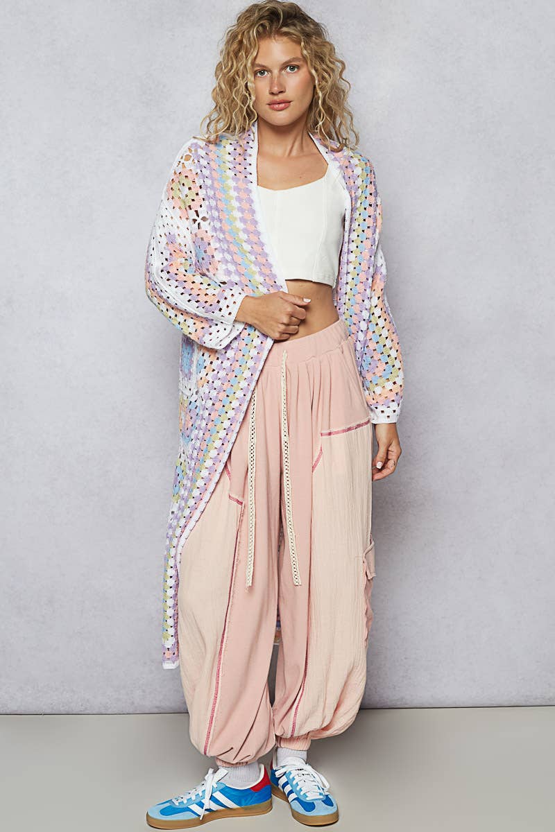 Long Sleeve Crochet Various Colors Cardigan