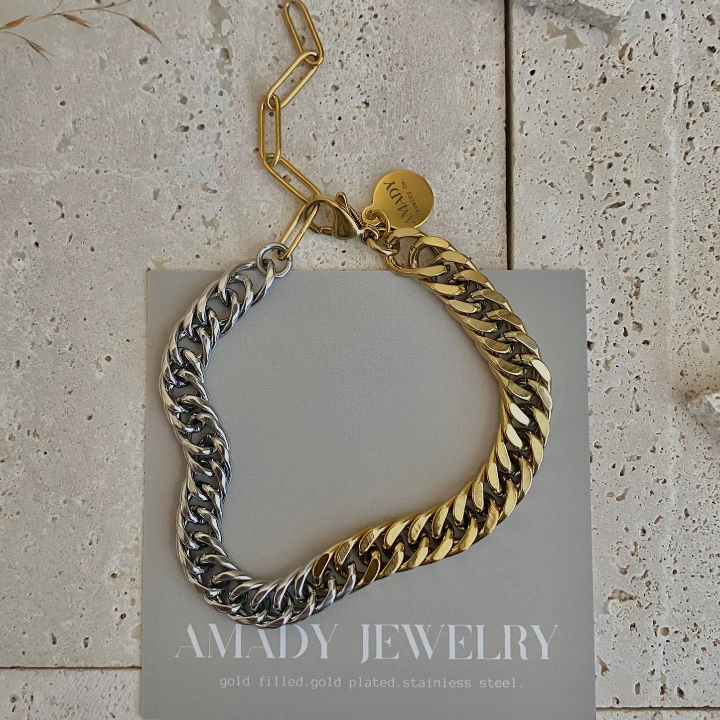 Ombré Double Two Tone Gold Silver chain bracelet layering 