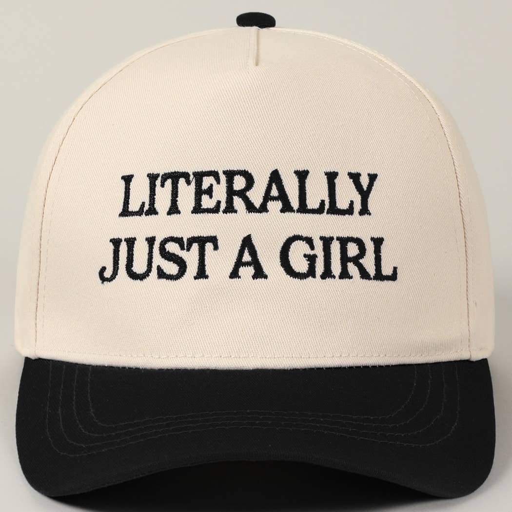 Literally Just a Girl Embroidery Two Tone Trucker Hat