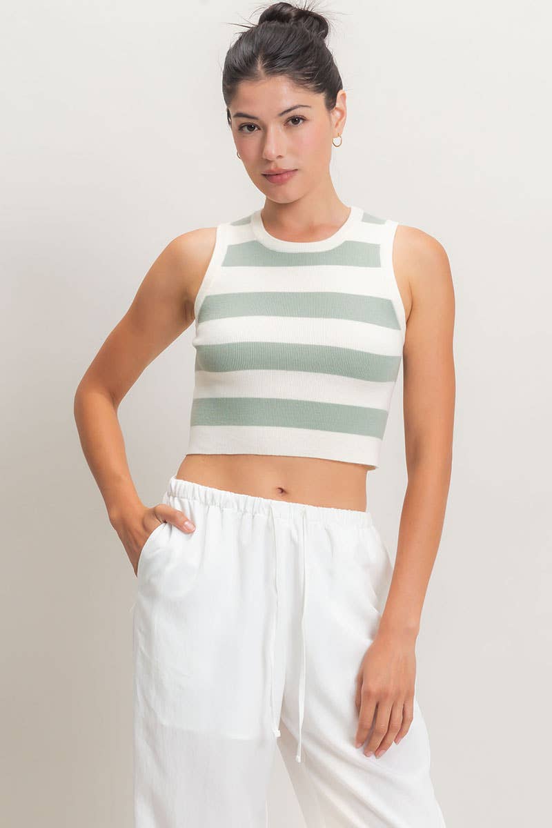 Striped Crop Tank Knit Top